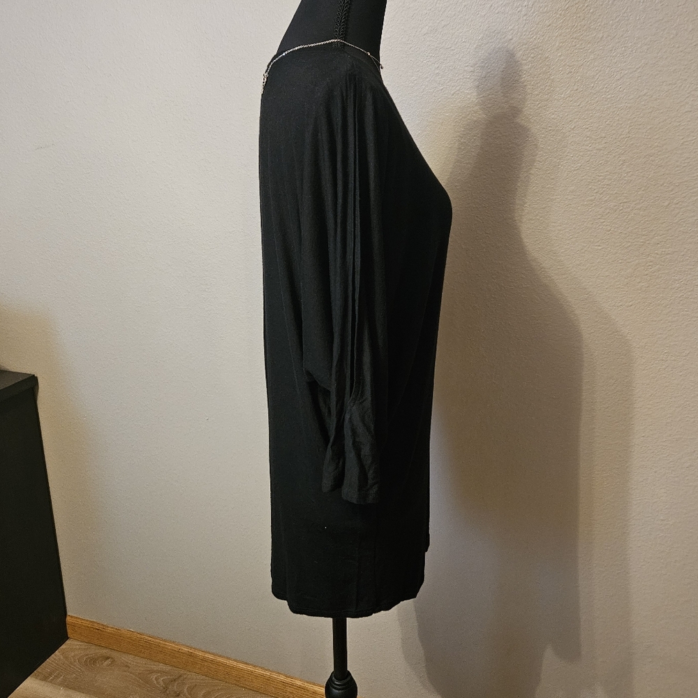 Wantable Women's Large 3/4 Dolam Slit Sleeve Black Tunic - Picture 7 of 8
